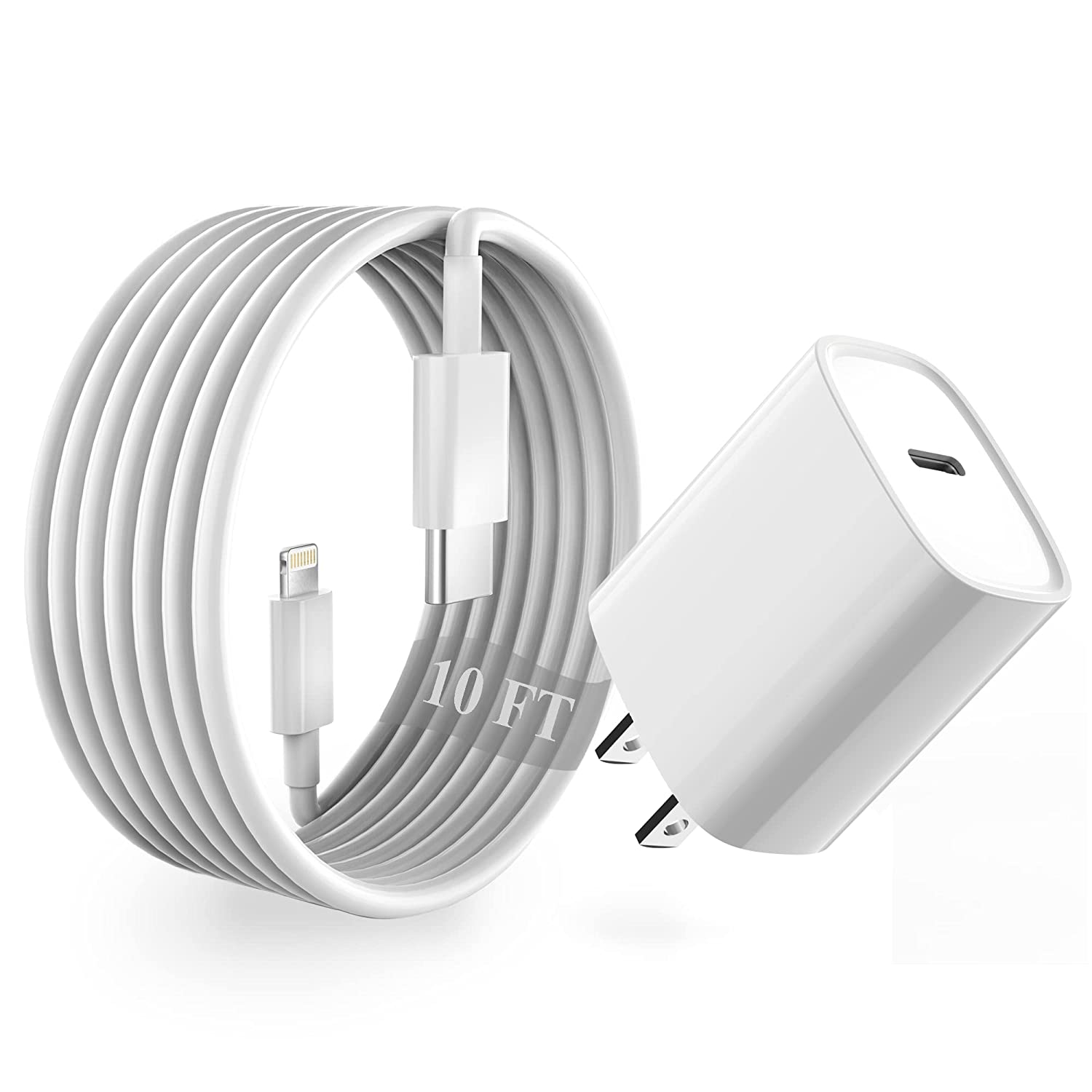 10 FT iPhone Charger Fast Charging,【Apple MFi Certified】Long iPhone 13 Charger, USB C to Lightning Cable +20W PD Type C Wall Charger Block Rapid Transfer Cord for iPhone 13/12/Pro/Max/SE 2022/11/ XR/8