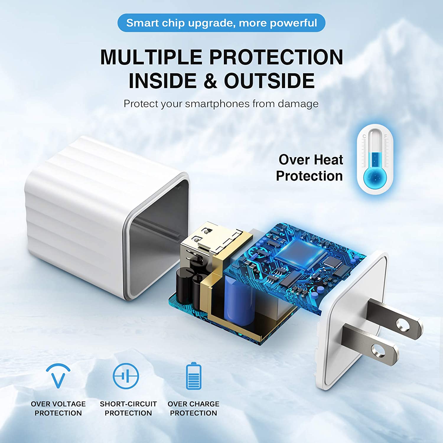2Pack Dual Port USB Wall Charger & 2Pack 6Ft iPhone Charger Cable [Apple MFi Certified] , USB to Lightning, TPE White