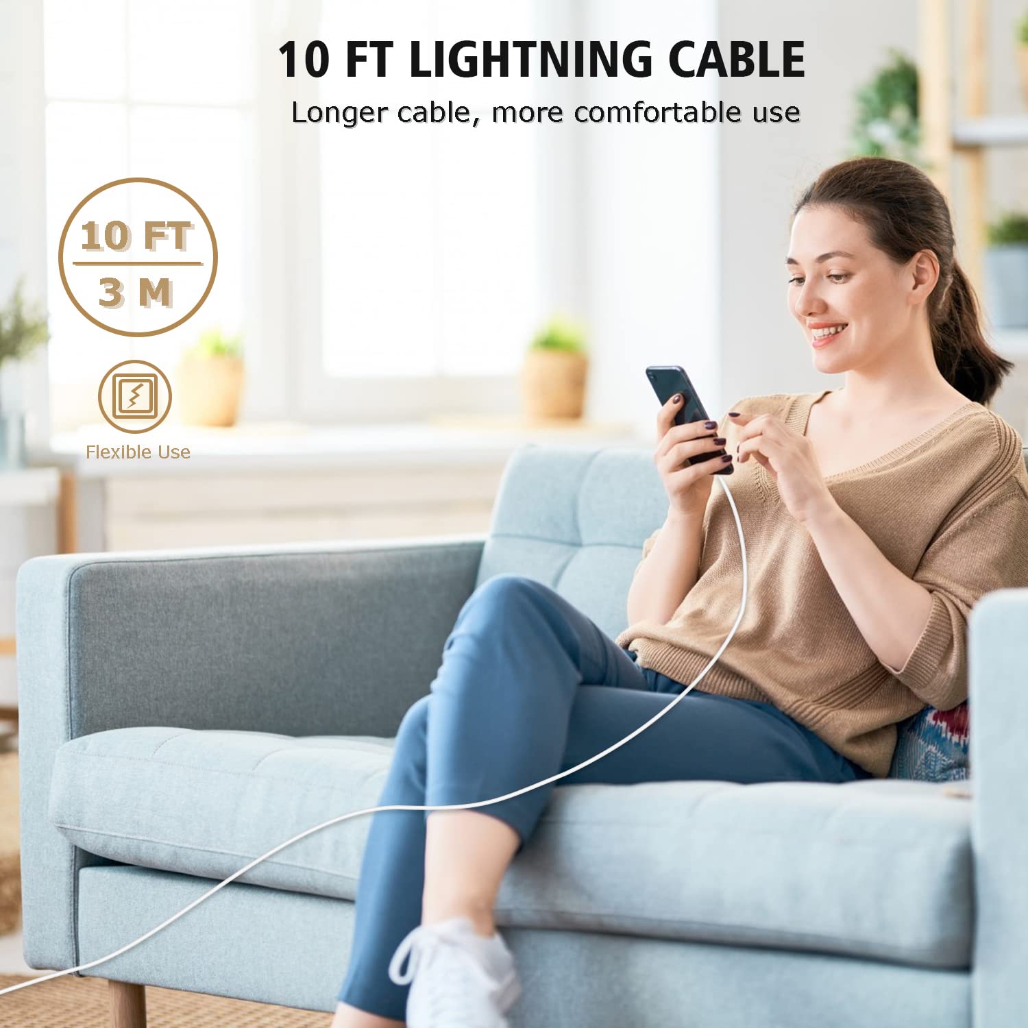 10 FT iPhone Charger Fast Charging,【Apple MFi Certified】Long iPhone 13 Charger, USB C to Lightning Cable +20W PD Type C Wall Charger Block Rapid Transfer Cord for iPhone 13/12/Pro/Max/SE 2022/11/ XR/8